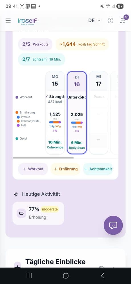 Inself app — personal overview